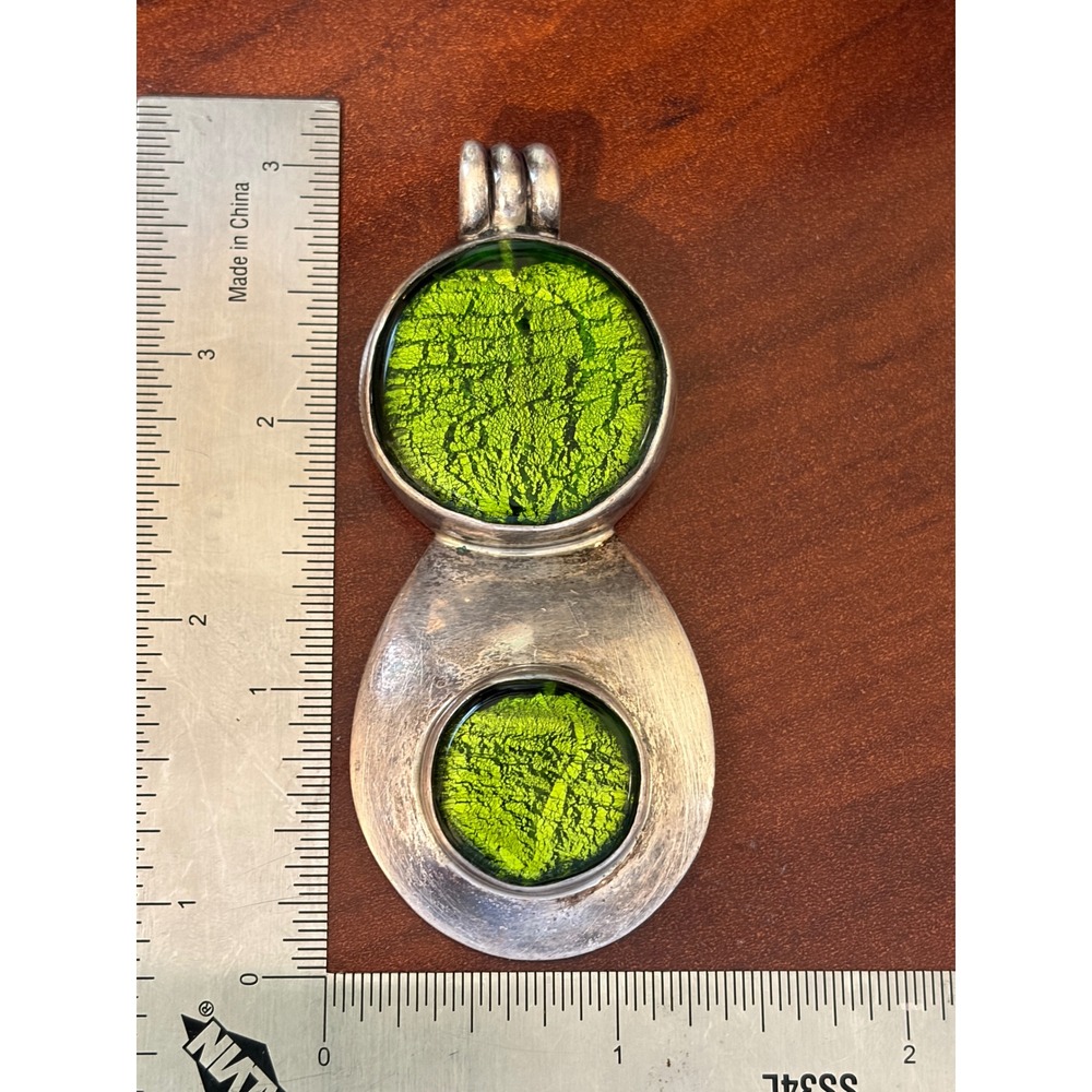 Vetro Sommerso Designs of Light Sterling Silver Green Dichroic Glass Pendant